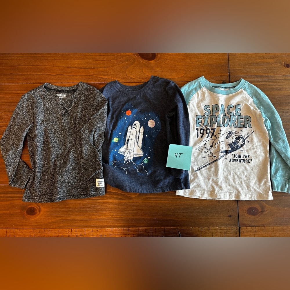LOT of Toddler Boys Long Sleeve Shirts Size 4T (3 shirts)